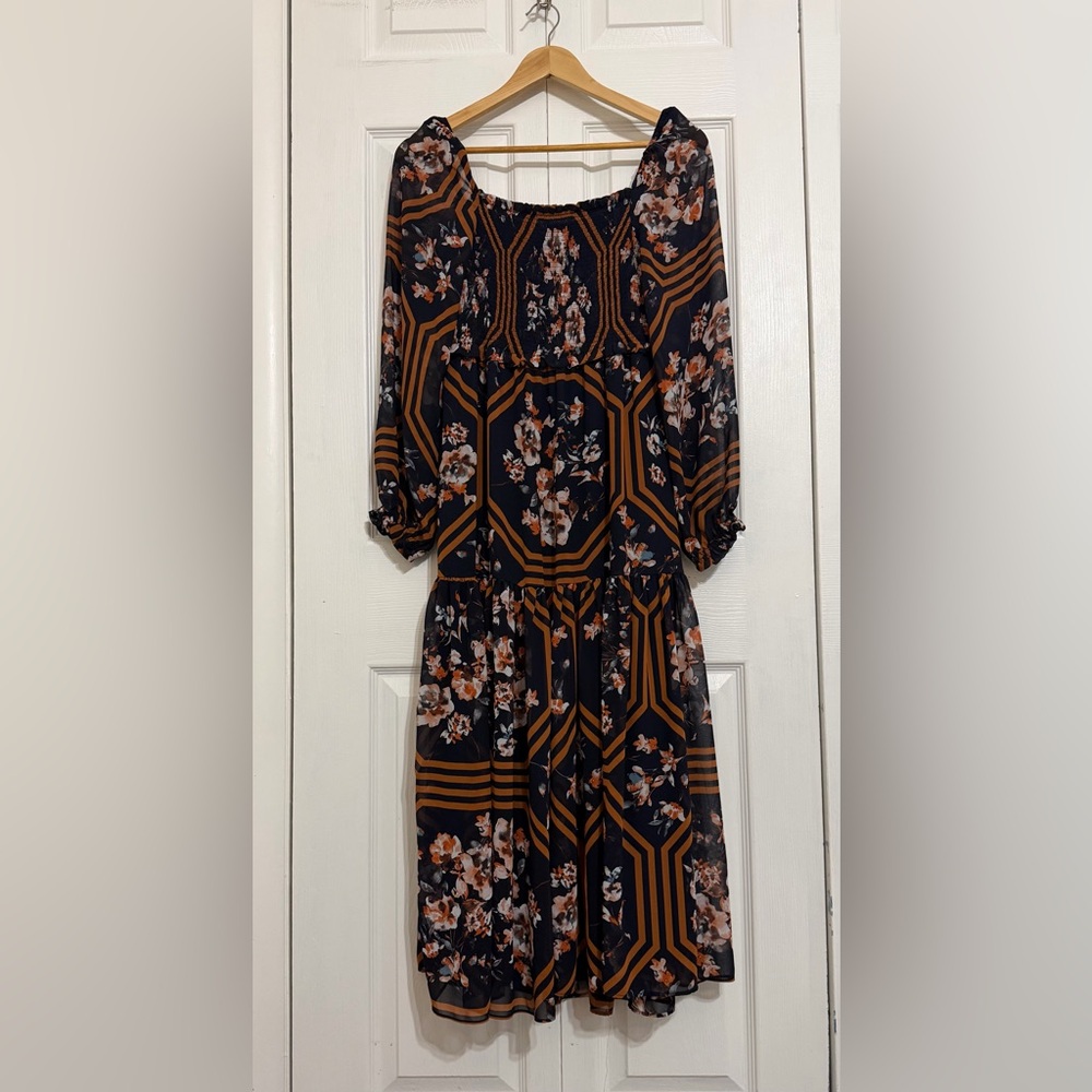 Evie Midi Floral Midi Dress Women, Size Small, Brown